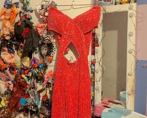 Elegant Red Sequin Prom Dress